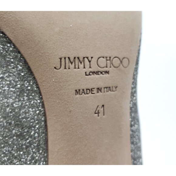 Jimmy Choo Romy 60 Glitter Pumps Platinum Ice Dusty Pointed Toe Heels Size 41 - Picture 7 of 11
